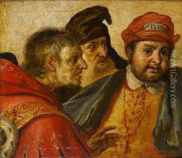 Three Men Oil Painting - Maerten van Heemskerck