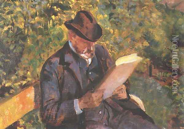 Portrait of a Man Reading Oil Painting - Jacek Malczewski