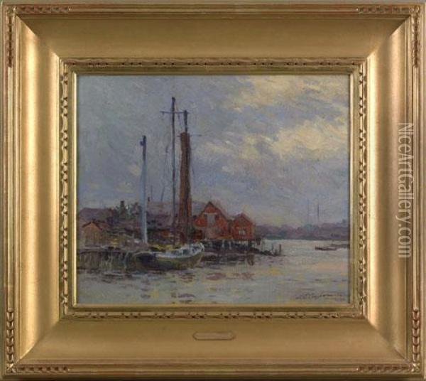 Gloucester Harbor Oil Painting - Joseph C. Claghorn