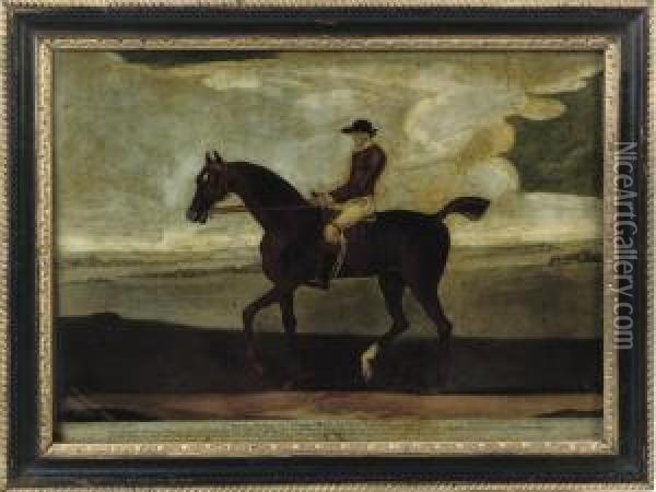 A George Ii 
Mezzotint-under-glass Entitled 'aaron Lamego Esq. Chesnut Horse, Little 
Driver, Going To Start' Oil Painting - Thomas Burford