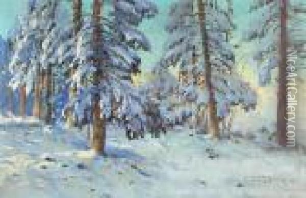 Zima W Karpatach Oil Painting - Leonard Winterowski