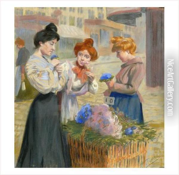 La Marchande De Fleurs Oil Painting - Fernand Louis Gottlob