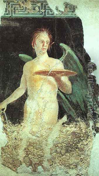 Winged Spirit (from the villa of Publius Fannius Sinistor at Pompeii) Oil Painting - Roman Unknown Master