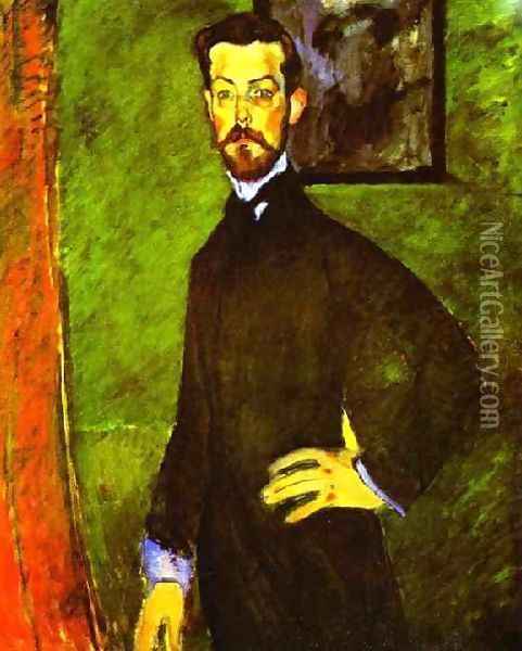 Portrait Of Paul Alexandre Against A Green Background Oil Painting - Amedeo Modigliani