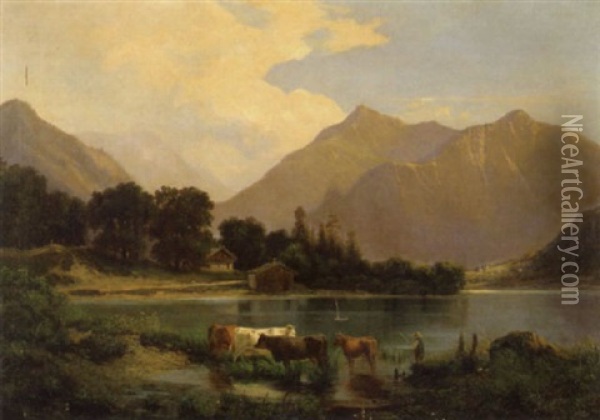 Bayerische Landschaft Oil Painting - Otto Sommer