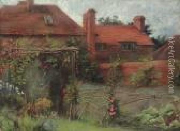 The Kitchen Garden, The Manor Farm, Ashmansworth, Hampshire Oil Painting - David Murray