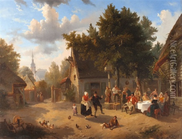 Bauerntanz Oil Painting - Florent Nicolas Crabeels