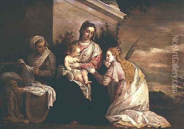 Virgin and Child with St. Catherine Oil Painting - David The Younger Teniers