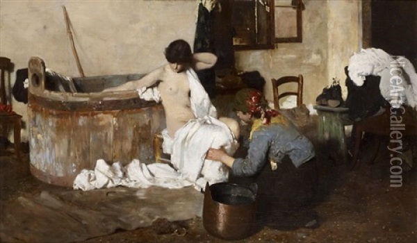 Apres Le Bain Oil Painting - Michele Allavena