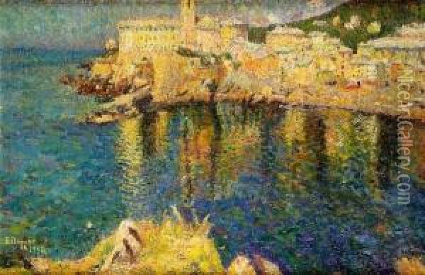 Le Port De Nervi (proche De Genes) Oil Painting - Emilio Boggio