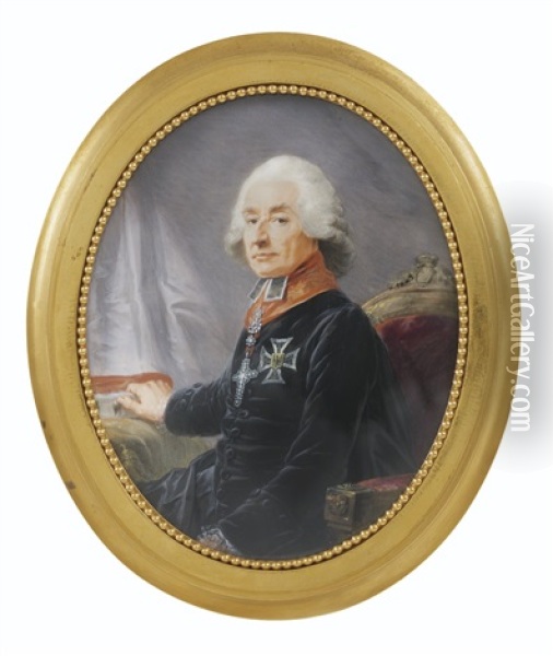 Portrait De Frederick Charles Joseph, Baron Von Erthal, Eveque, Electeur Du Main (1719-1802) Oil Painting - Friedrich Heinrich Fueger