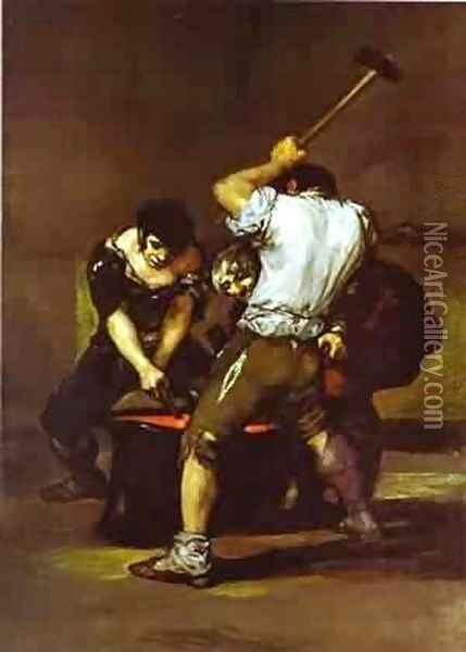 La Fragna (The Smithy) 1812-1816 Oil Painting - Francisco De Goya y Lucientes