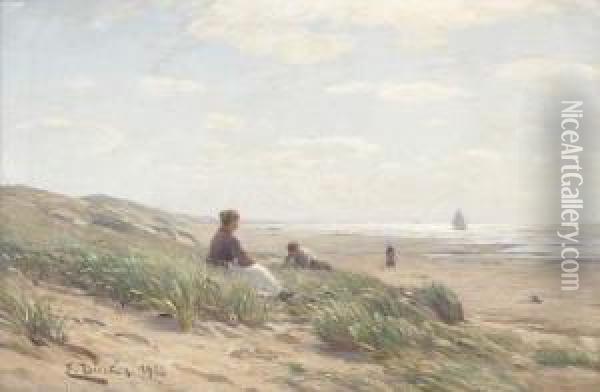 Figures On A Beach Oil Painting - Eugene Gustav Ducker