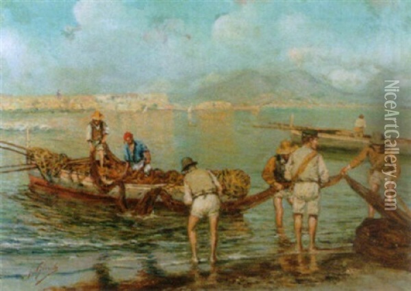 Fischer Im Golf Von Neapel Oil Painting - Fausto Giusto