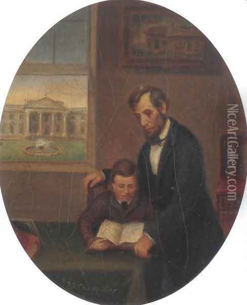 Lincoln And Tad 1873 74 Oil Painting - Francis Bicknell Carpenter
