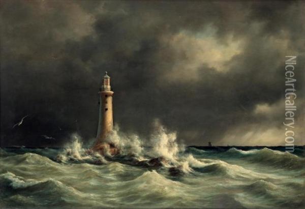 Lighthouse At Stora Balt Oil Painting - Anton Melbye