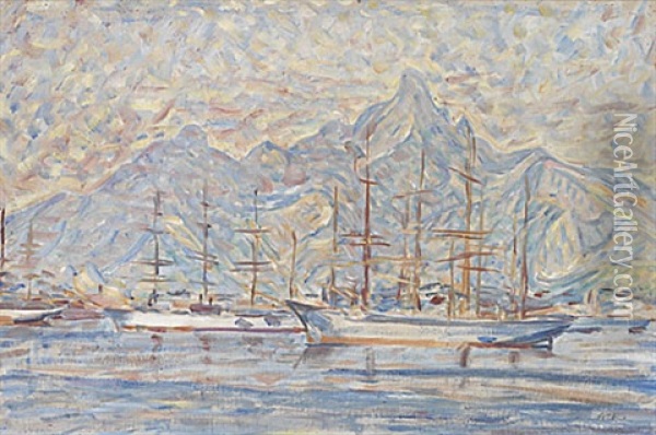 Segelfartyg I Rio Oil Painting - Johann Axel Gustaf Acke