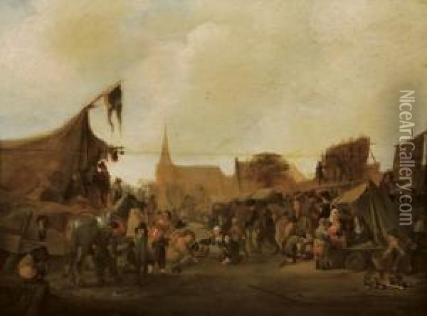 A Peasant Market In A Village Oil Painting - Pieter de Bloot