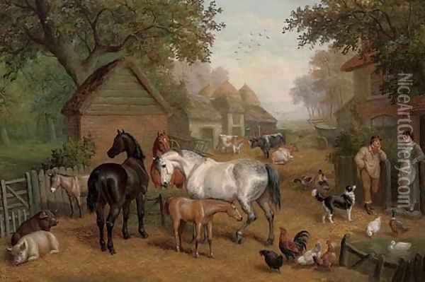A rural farmyard Oil Painting - Edward Benjamin Herberte