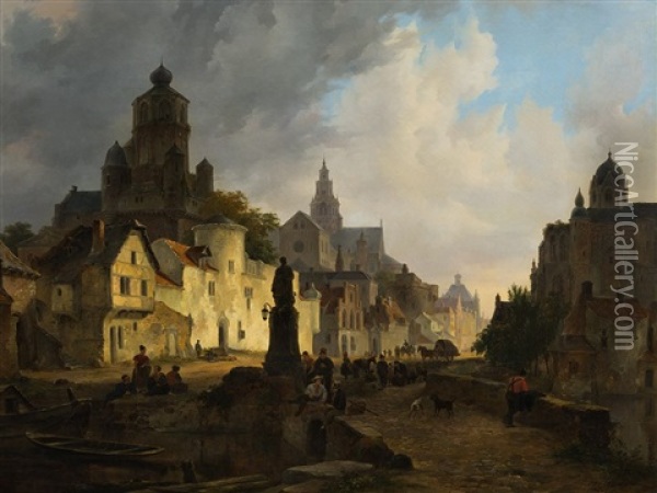 Townscape Oil Painting - Bartholomeus Johannes Van Hove