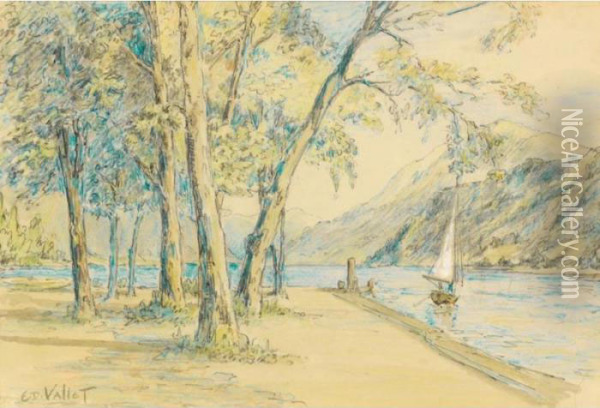 Au Bord Du Lac 
At The Lake Side Oil Painting - Edouard Vallet