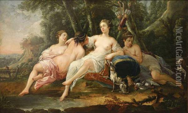 Diana And The Nymphs Taking A Rest After Hunting Oil Painting - Pierre Jollain