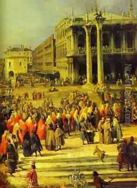 The Reception Of The French Ambassador In Venice Detail 1 1740s Oil Painting - (Giovanni Antonio Canal) Canaletto