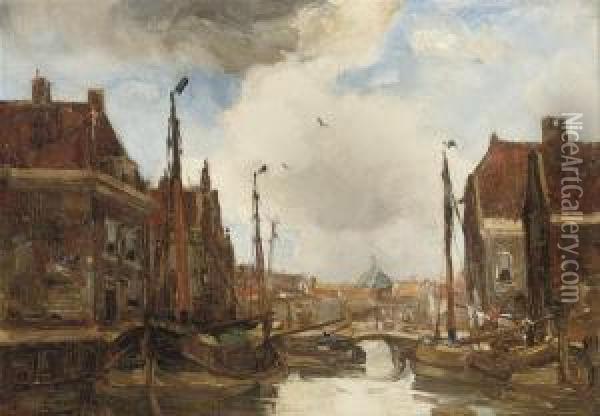 A View Of Dordrecht In Summer Oil Painting - Kees Van Waning