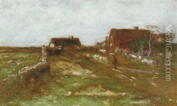 Landskap Med Gardar Och Farflock Oil Painting - Wilhelm von Gegerfelt