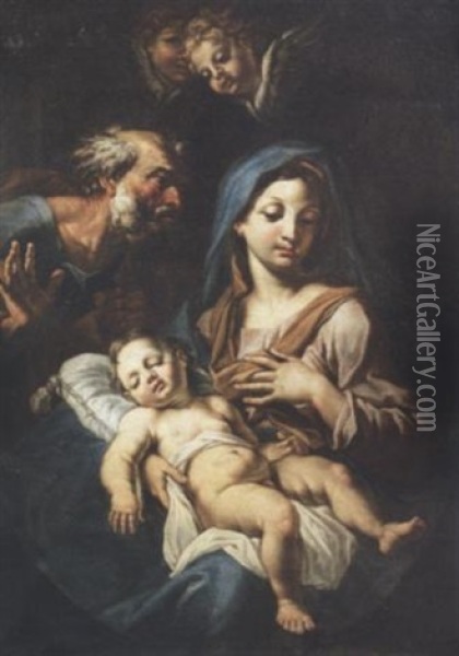 The Holy Family Oil Painting - Martino Altomonte