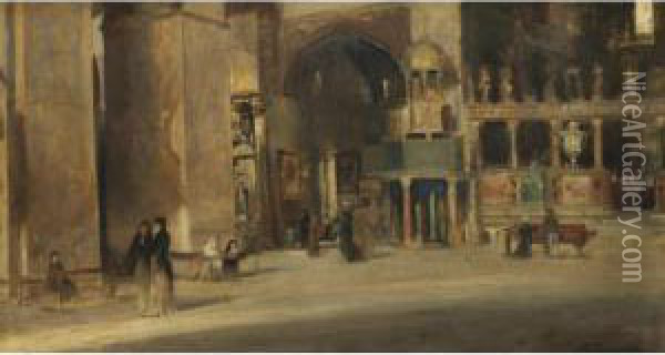 Interno Della Basilica Di San Marco, Venezia Oil Painting - Egisto Lancerotto