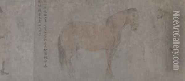 Detail of Five Tribute Horses 3 Oil Painting - Gonglin Li