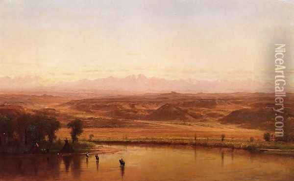 Along the Platte River, Colorado Oil Painting - Thomas Worthington Whittredge