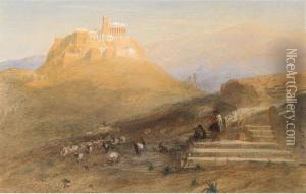 View Of The Acropolis Oil Painting - Harry John Johnson