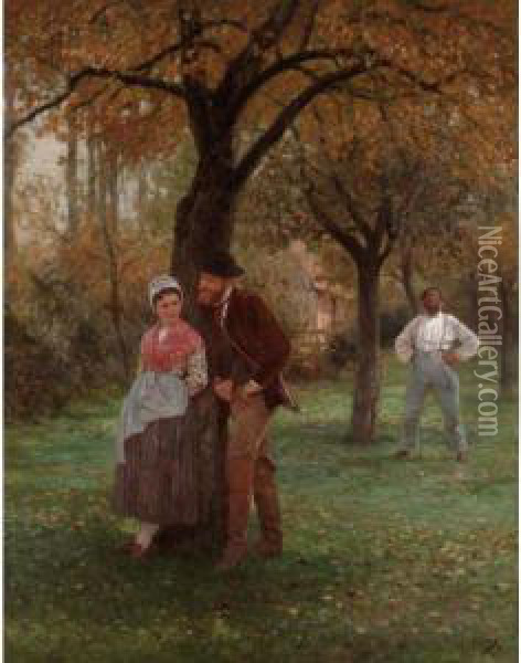 The Courtship Oil Painting - Edmond A. Rudaux