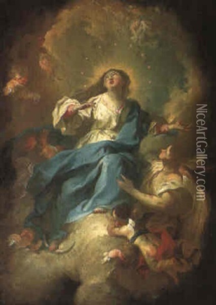 The Assumption Of The Virgin Oil Painting - Felix Ivo Leicher