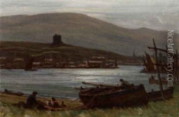 Silvery Noonday, Tarbert, Loch Fyne Oil Painting - Patrick Downie