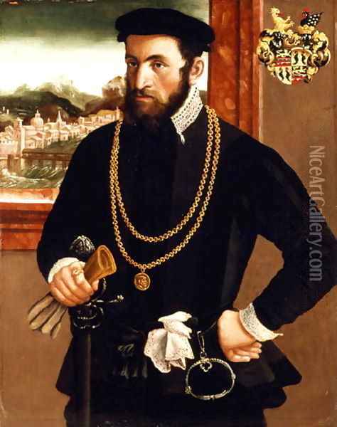 Portrait of Anton Rummel von Liechtenan Oil Painting - Francesco de' Rossi