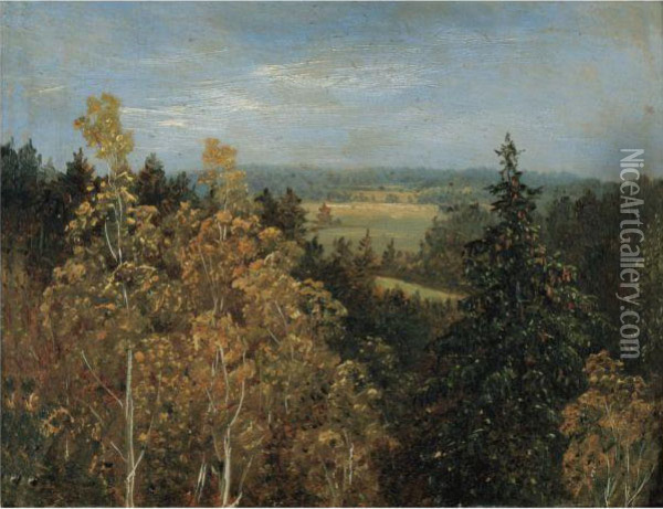 Blick Uber Eine Waldlandschaft (wooded Landscape) Oil Painting - Carl Gustav Carus