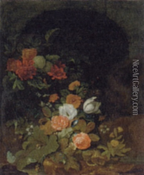 Still Life With Flowers Oil Painting - Jakobus Rootius