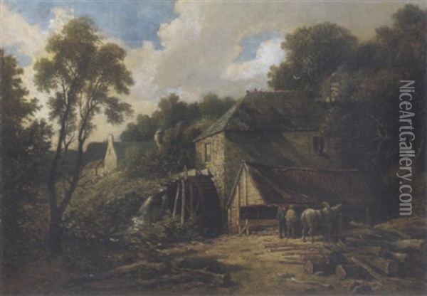 The Carrington Saw-mill, Near Temple Oil Painting - Edmund Thornton Crawford