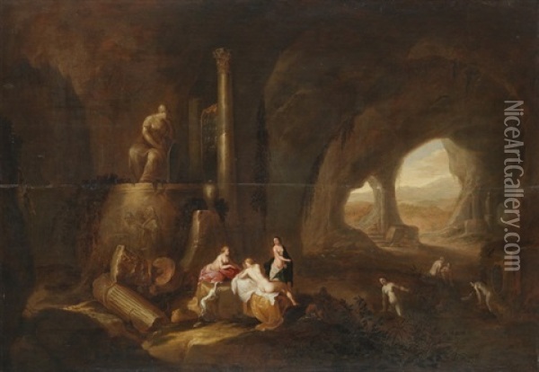 Grotte Mit Badenden Nymphen Oil Painting - Abraham van Cuylenborch