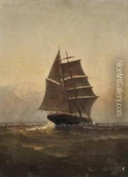 Sail At Dusk Oil Painting - James J. Mcauliffe