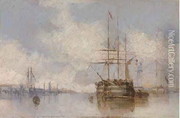 Warships at anchor Oil Painting - Isaac Walter Jenner