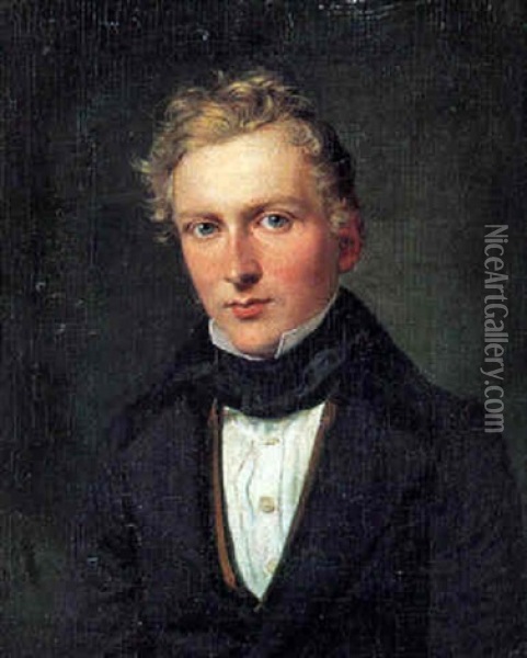 Portraet Af En Ung Mand Oil Painting - Wilhelm Ferdinand Bendz