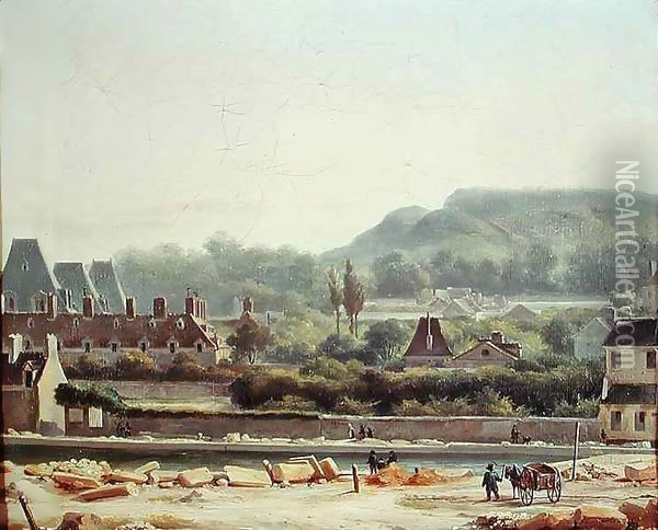 The Hopital Saint-Louis and the Buttes-Chaumont in 1830 Oil Painting - Hippolyte Adam