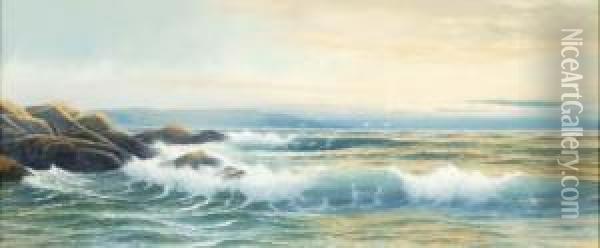 High Tide; Also A Companion Watercolor Oil Painting - George Howell Gay