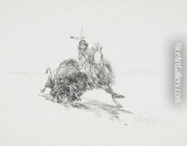 Herding Wild Horses Oil Painting - Henry Bryan Ziegler
