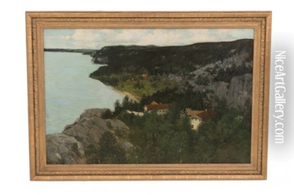 Lake Scene Landscape Oil Painting - Carl Redin