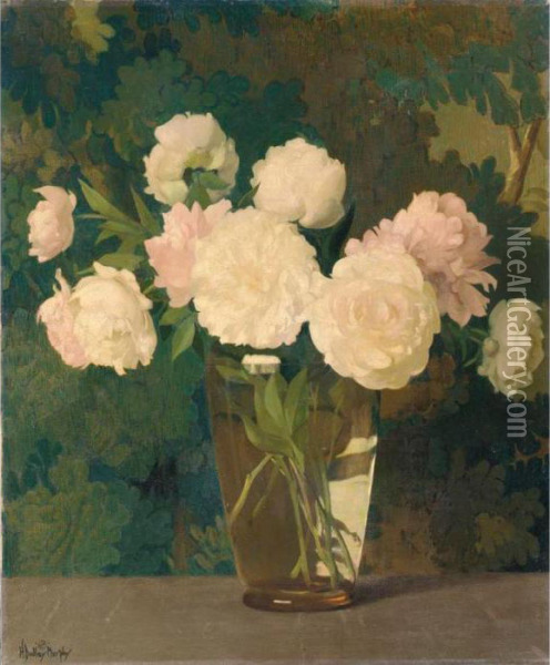 Peonies And Tapestry Oil Painting - Hermann Dudley Murphy